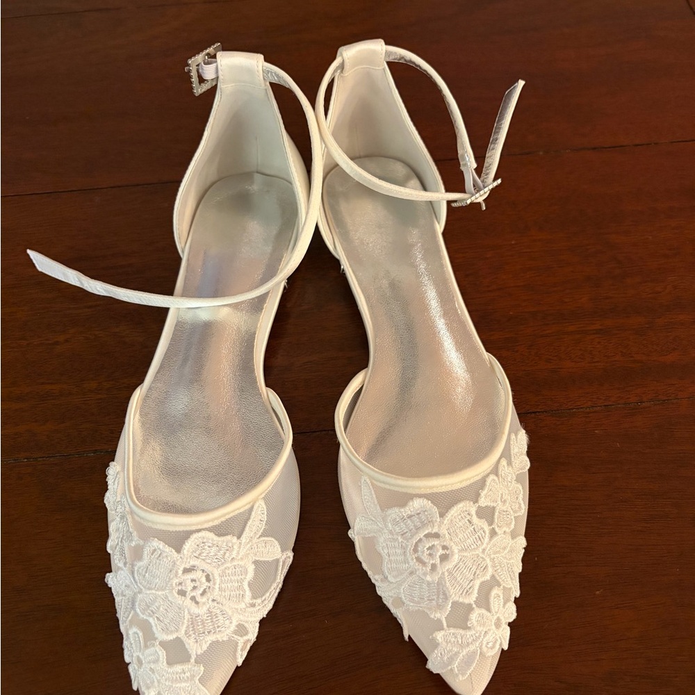 Mesh appliqués wedding flats